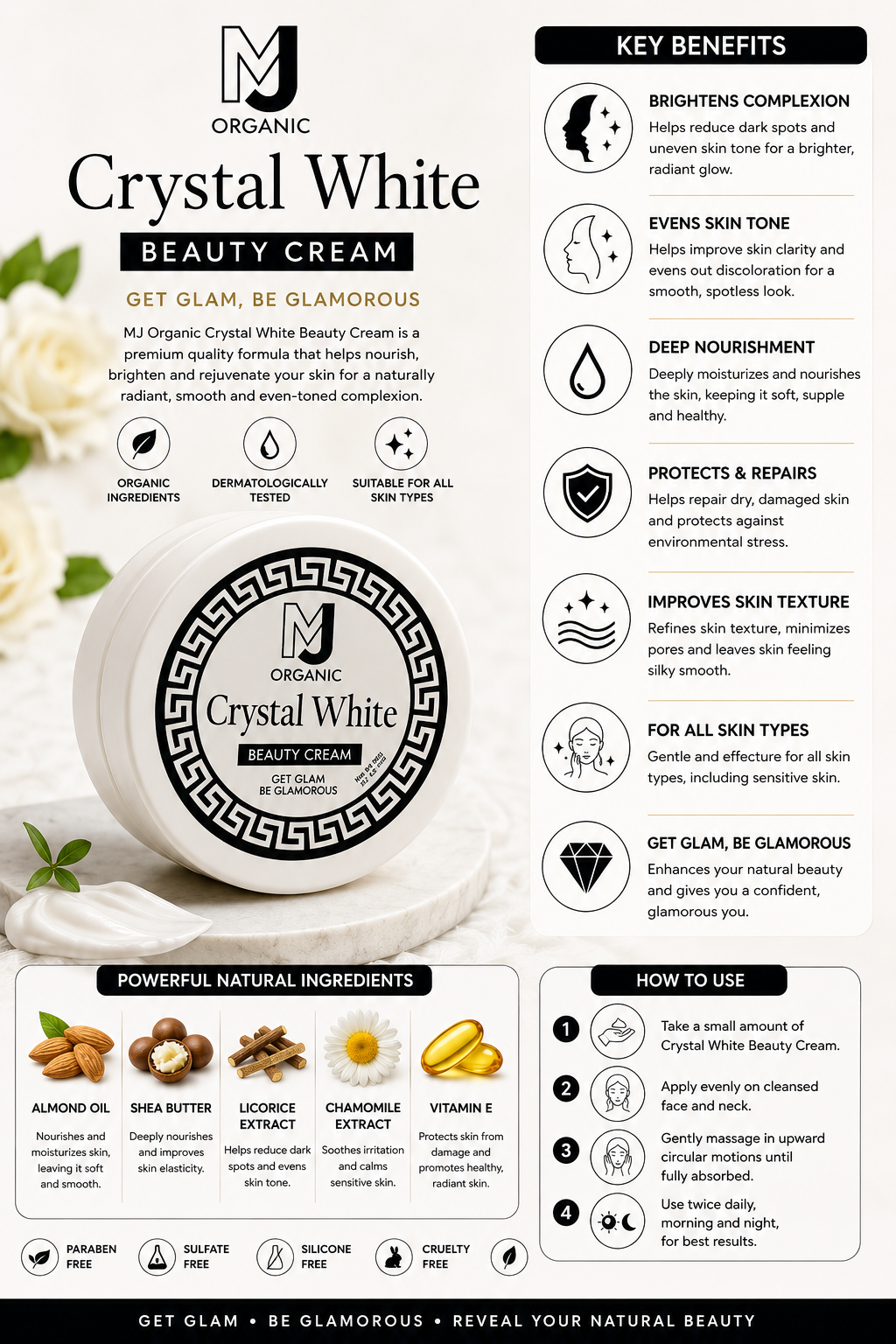 MJ Organic Crystal White Brightening Cream