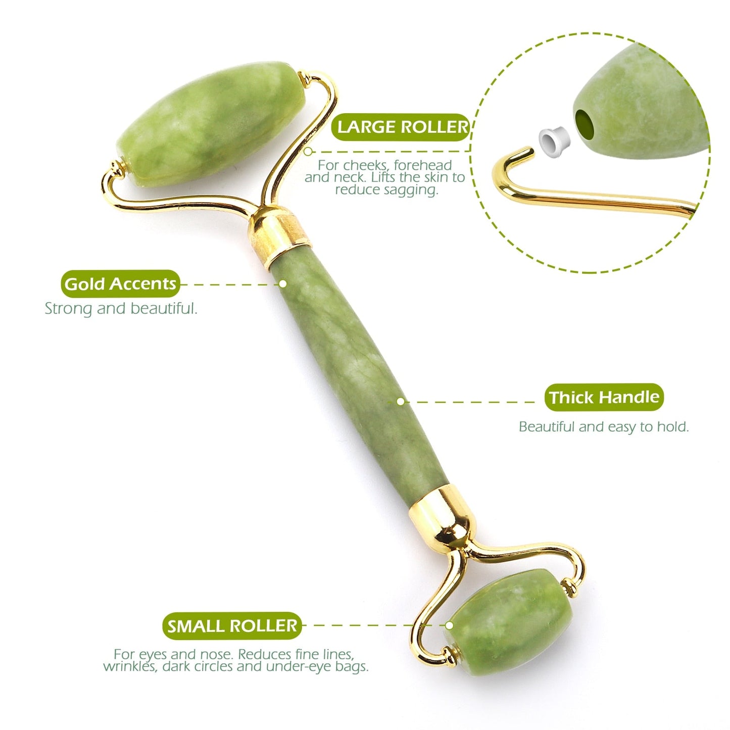 Jade Roller with Noiseless Double Heads