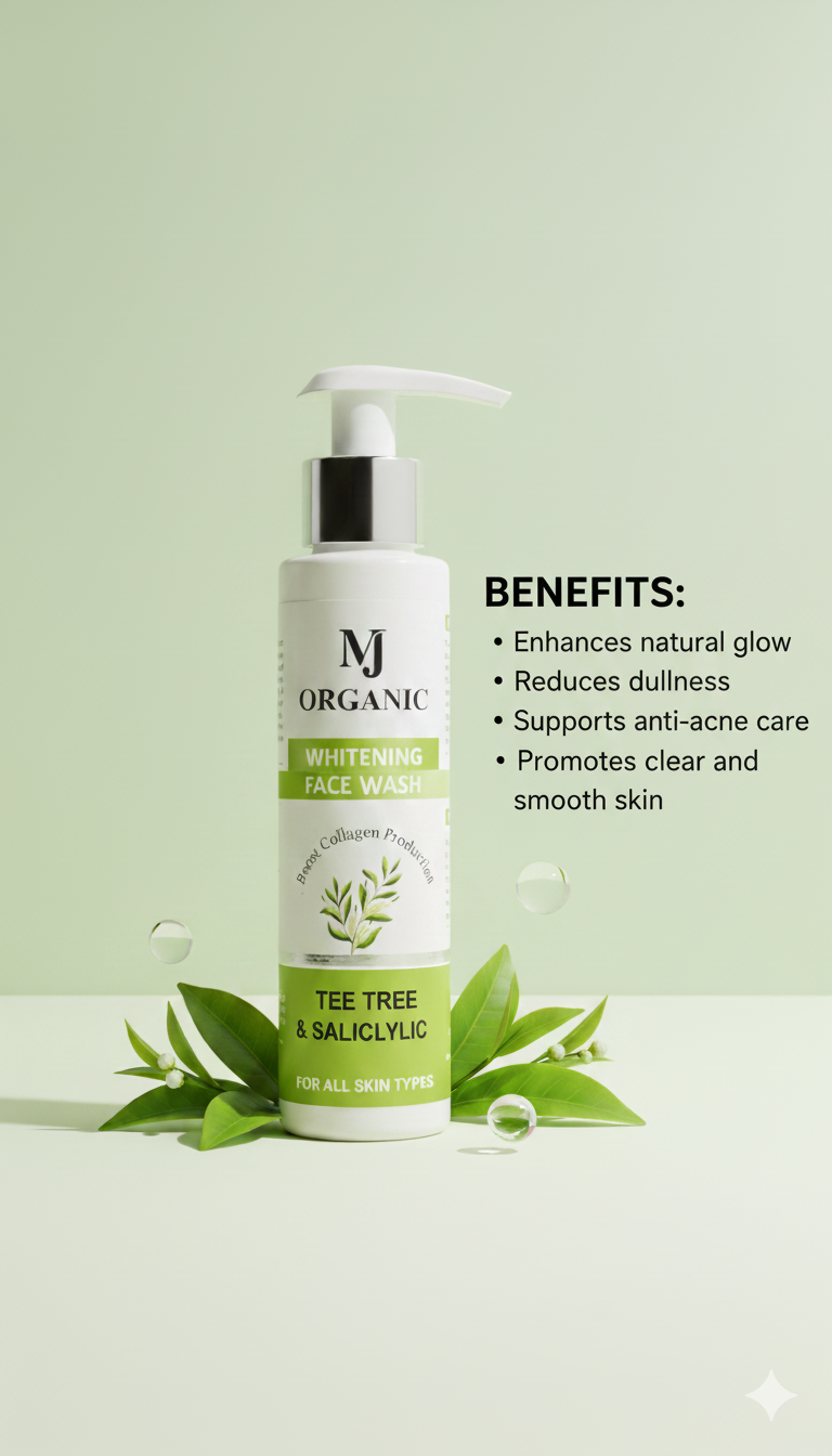 MJ Organic Whitening Face Wash – Tea Tree & Salicylic Acid