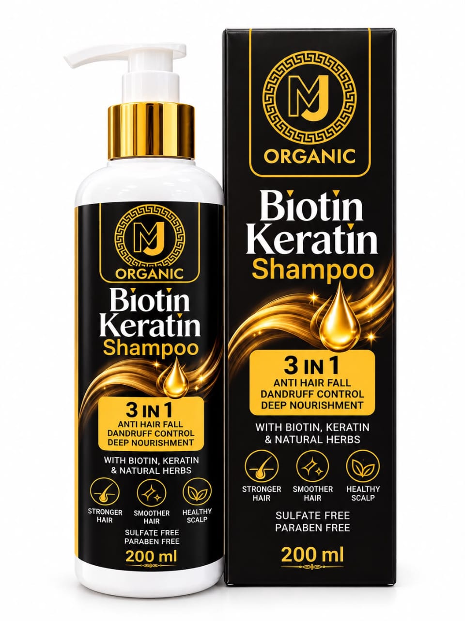 MJ Organic Biotin & Keratin 3-in-1 Shampoo – 200ml