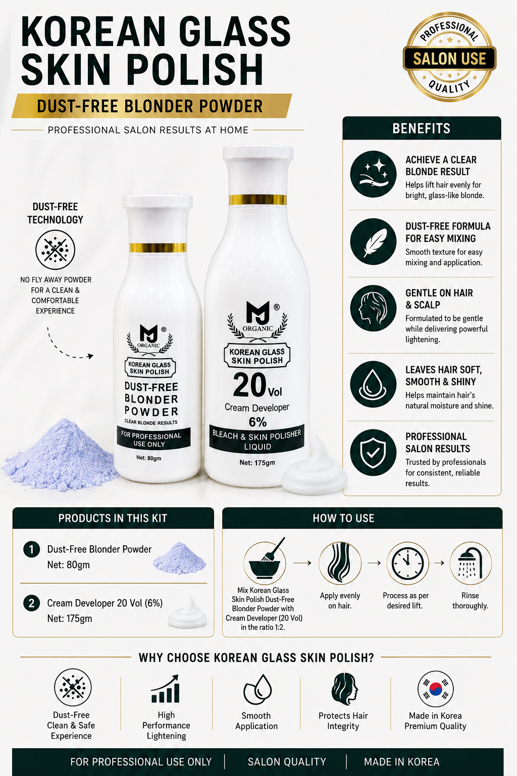 MJ Organic Korean Glass Skin Polish Bleach Kit