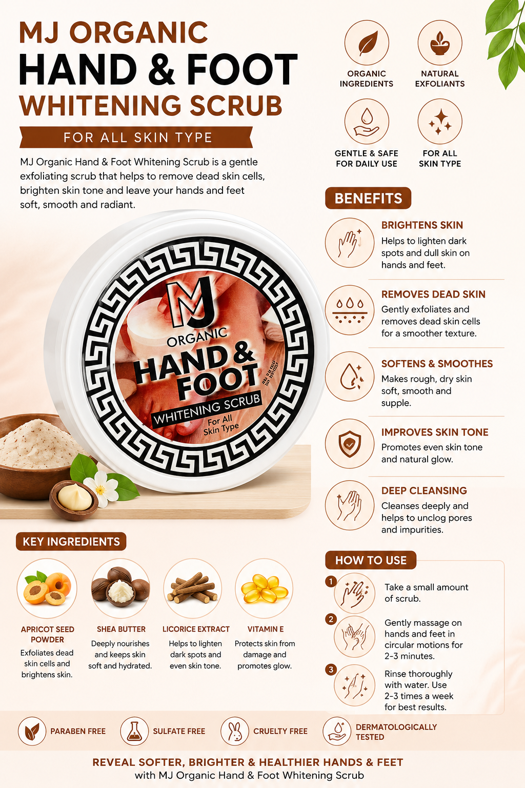 MJ Organic Hand & Foot Whitening Scrub