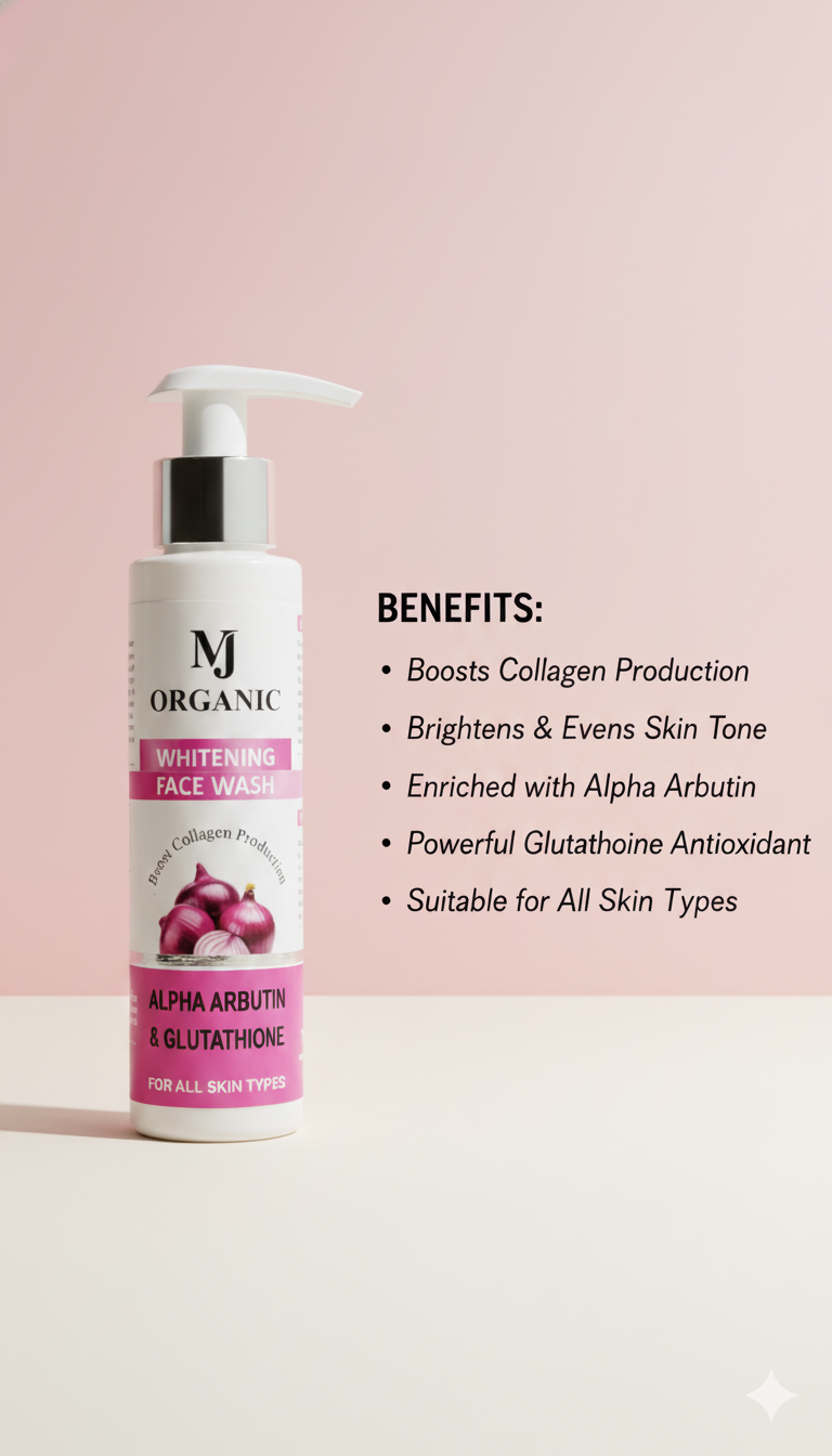 MJ Organic Whitening Face Wash (Alpha Arbutin & Glutathione)
